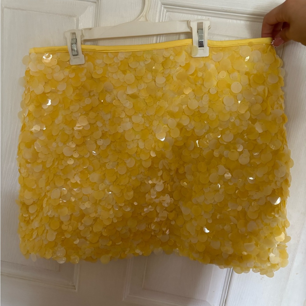 Zara Yellow Sequin Mini Skirt